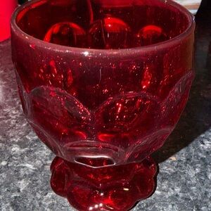 Red Pressed Glass Goblet